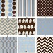 Custom for kabshb Baby Blue Chocolate and Beige Modern Designer Boutique Crib Bedding Set