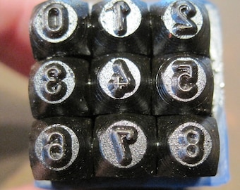 NUMBER Stamping Set - Block/Gothic Font - 1/8 inch or 3mm - includes metal practice sheet how-to instructions
