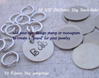 20 piece JEWELRY TAG KIT - Nickel Silver - put a brand on your hand stamped jewelry - includes tutorial for stamping metal
