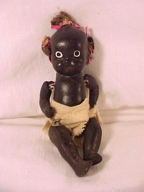 ANTIQUE BLACK PORCELAIN BABY DOLL JAPAN