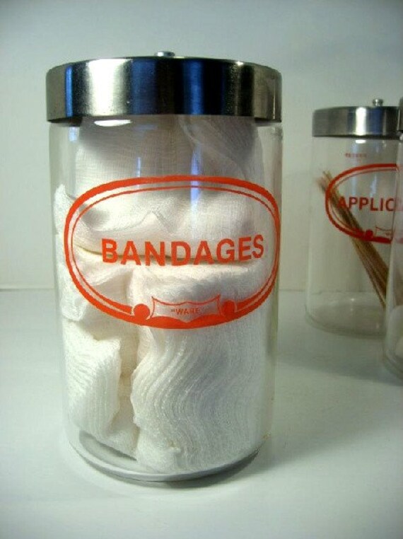 Items similar to Vintage pyrex Medical Bandages Glass Jar on Etsy