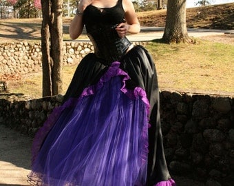 Purple Day dream Victorian Ball gown skirt formal prom wedding bridal purple black gothic dance -- You Choose Size -- Sisters of the Moon