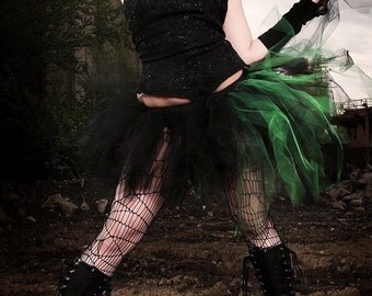 tutu skirt Adult Bustle Toxic streamer black and green halloween costume goth gothic dance --You Choose Size -- Sisters of the Moon