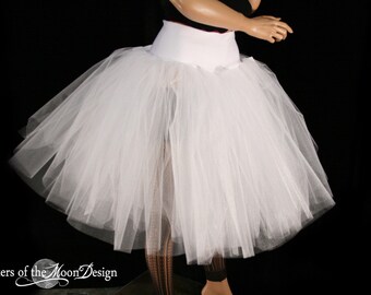 All White Victorian Romance Tutu skirt extra poofy knee length Adult with UNDERSKIRT-- You Choose Size -- Sisters of the Moon
