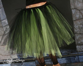 Streamer knee length tutu skirt black and neon cirtrus adult- - You Choose Size -- Sisters of the Moon