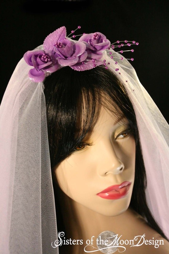wedding veil lovely Lavender and white halloween