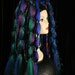 Fuzzy Peacock colored belly dance hair falls blue green -- Ready to Ship -- Sisters of the Moon