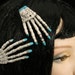 Skeleton hands hair clips with painted teal nails pair -- Sisters of the Moon