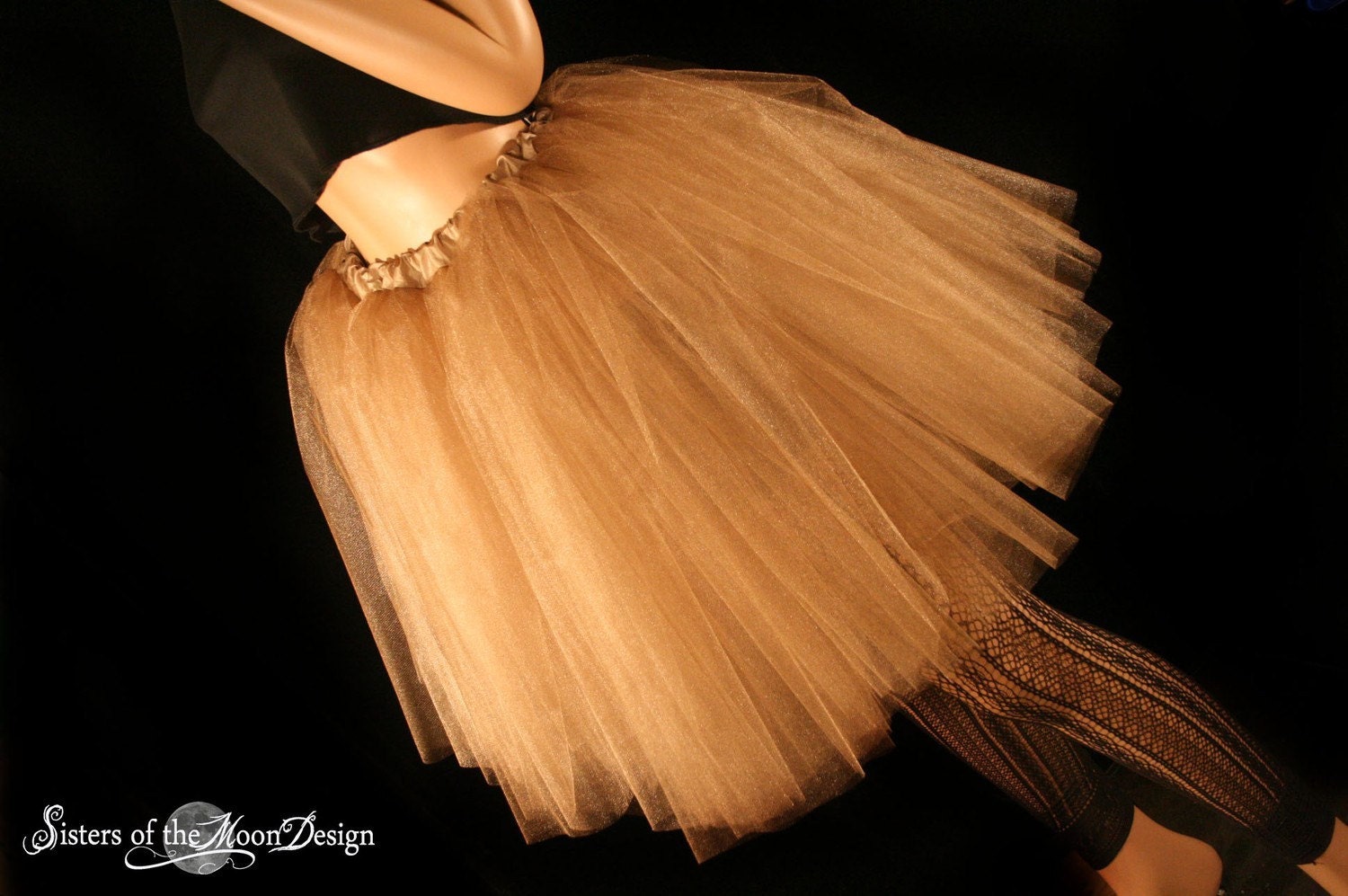 Antique Gold Romance Tutu Tulle Skirt Knee Length Glimmer 9286