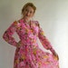 PINK Floral Vintage 80s Belted Secretary Dress M L