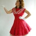 Red Vintage 40s 50s Party Dress Tulle Ruffles Can Can Costume S / / Party Dresses at Empress Jade