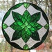 Stained Glass Suncatcher Geometric Green Leaves