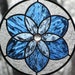 Blue Stained Glass Mandala Star Round Suncatcher