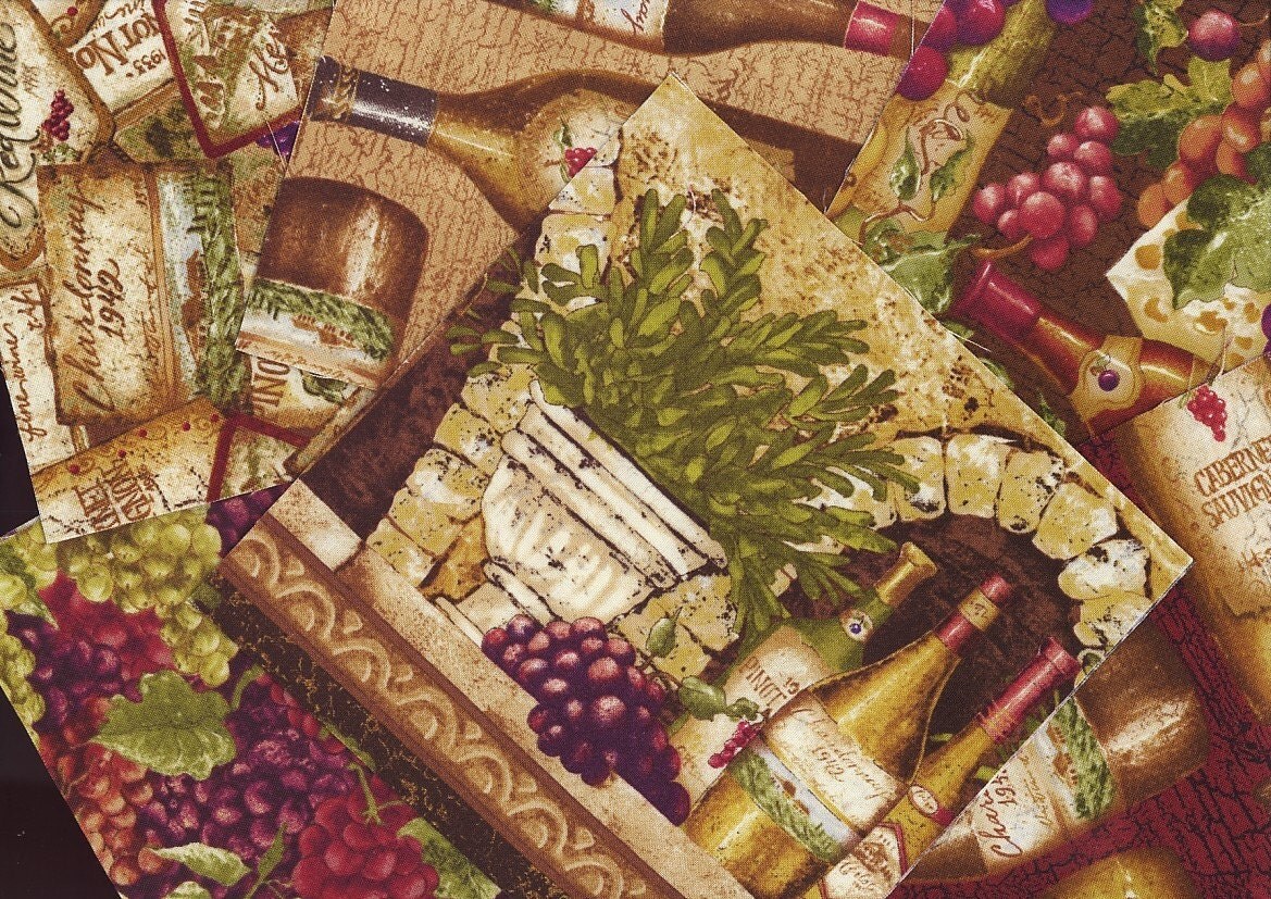 Wine Theme Quilt Squares for Quilting or Creating