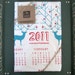 Clearance 2011 Holiday Screen Printed Deer Organic Calendar Tea Towel Free Shipping