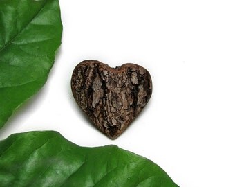 Treehugger heart - Rustic Natural Bradford Pear Wood Bark Brooch or Boutonnière by Tanja Sova