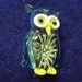 Solid Glass Owl with Glow in the Dark Flower Focal Pendant for Necklace CP 313