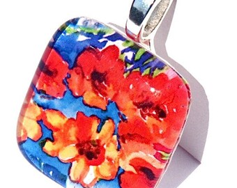 Sunflowers Pendant-Original Painting-Signed-Wedding-Bride-Bridesmaids-Mother of The Bride-Watercolor Painting-Gift Box-Signed Pendant-Gift