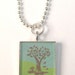 Blue and Green Tree Pendant and Ball Chain