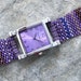 Father Time Hypnotic Purple - Free Form Peyote Stitch Beaded Watch Bracelet