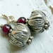 Nut and Berry KHT Fine Silver Nut Charm and Garnet Bohemian Gypsy Earrings