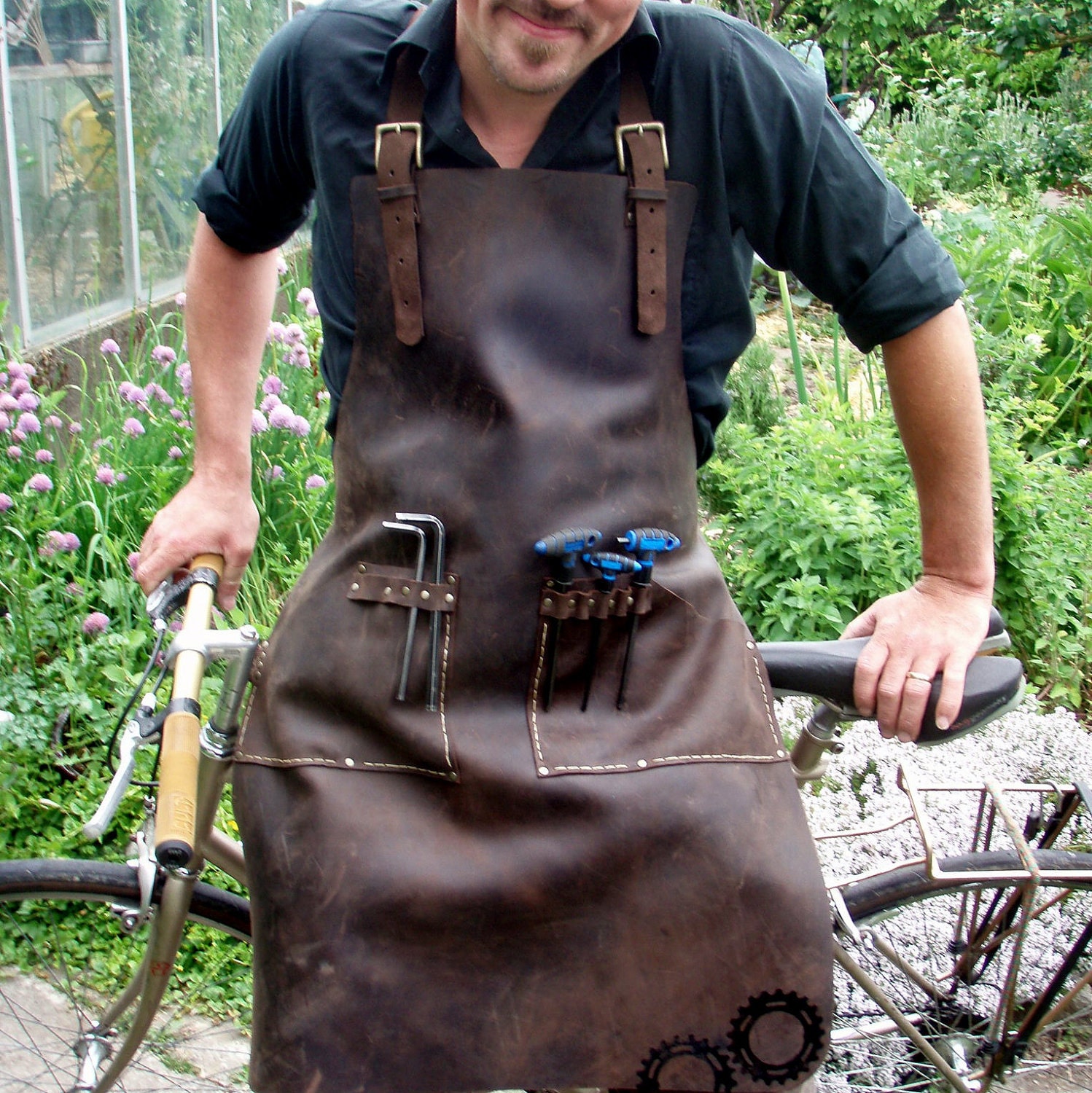 Leather Work Apron for Bike Mechanic or General Tinkerer