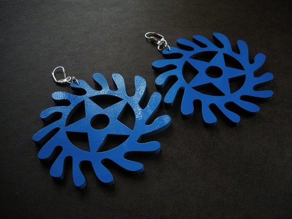 Sesa Wo Suban Blue Wood Adinkra Symbol Earrings by ...