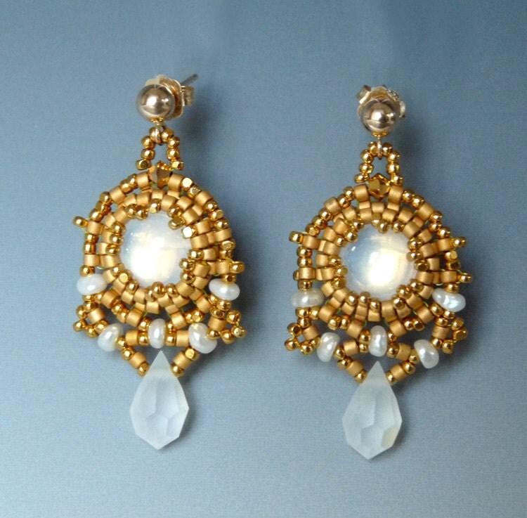 Drops of Moonlight Beaded 24k Gold Earrings for by Beadweaver