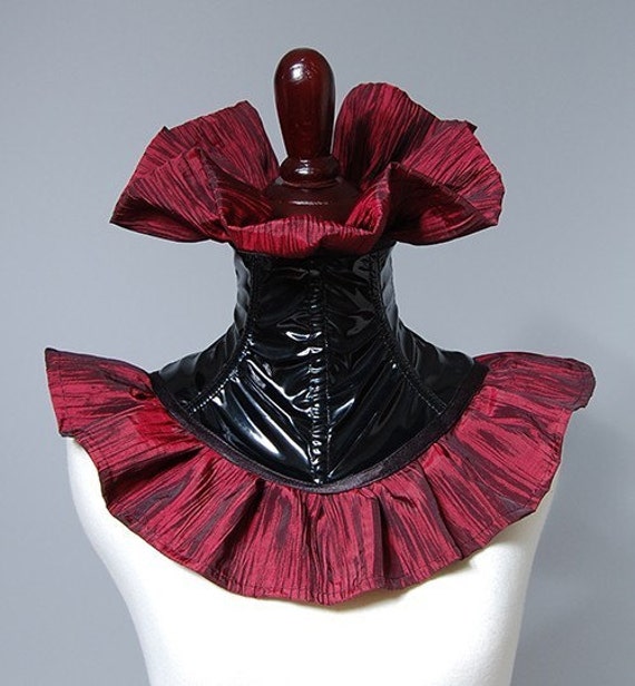 Tulip Neck Corset Black Or Burgundy Taffeta 7276