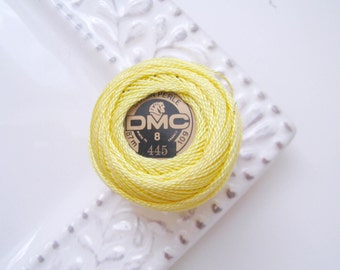 DMC Perle Cotton Thread Size 8 Light Lemon Yellow 445