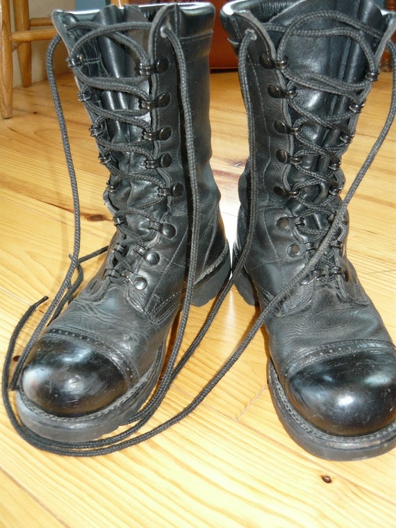 Combat Jump BootsTall Leather Lace Up by StellaVictorias on Etsy