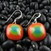 Fused Glass Earrings - Orange, Pea Green and Teal
