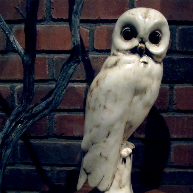 Large White Owl Statue Vintage Barn Owl Figurine