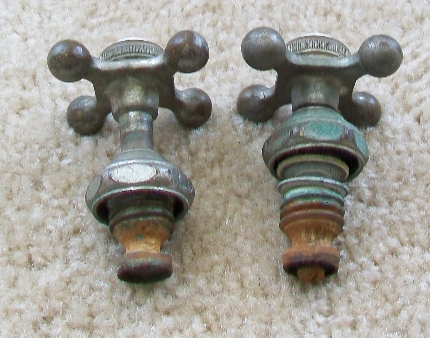 Treasury item Sink Faucet handles vintage brass hot & cold