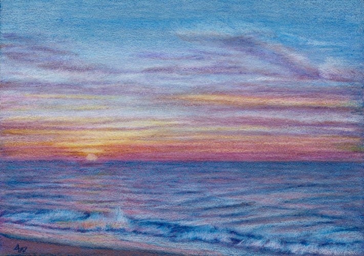 Original Sunrise II colored pencil painting
