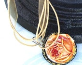 Peach Rose bottlecap necklace