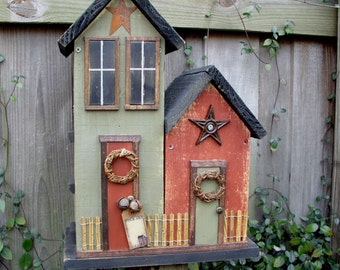 Primitive Folk Art Farmhouse Cottage Country Birdhouse