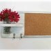 Wood Wall Shelf Cork Bulletin Board Message Center Hooks Wedding Linen White Color