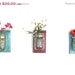 ON SALE 10% OFF Spring Flowers Three Wood Wall Shelves Faded Paint Finishes Color Mason Jar Shabby Chic