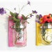 Sweet Flower Pink & Sunshine Yellow Mason Jar Flower Holders Mothers Day