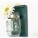 Spring Flowers Wood Wall Flower Jar Shelf Teal Blue Green Color Mason Jar