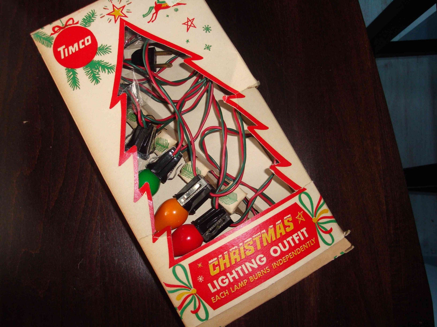 vintage colored string Christmas lights NEVER USED