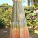 Designer Applique DRESS Sunkissed Cotton Hippie Patchwork VINTAGE Pastel Peach Green Earthy Flower Floral Skirt elyse oRiGiNaLs
