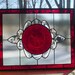 Stained Glass panel vintage Ruby plate with bevels