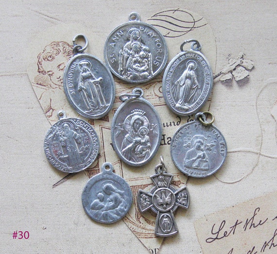 Vintage ROSARY MEDAL Parts Religious Medal Mexican by FOUNDLINGS