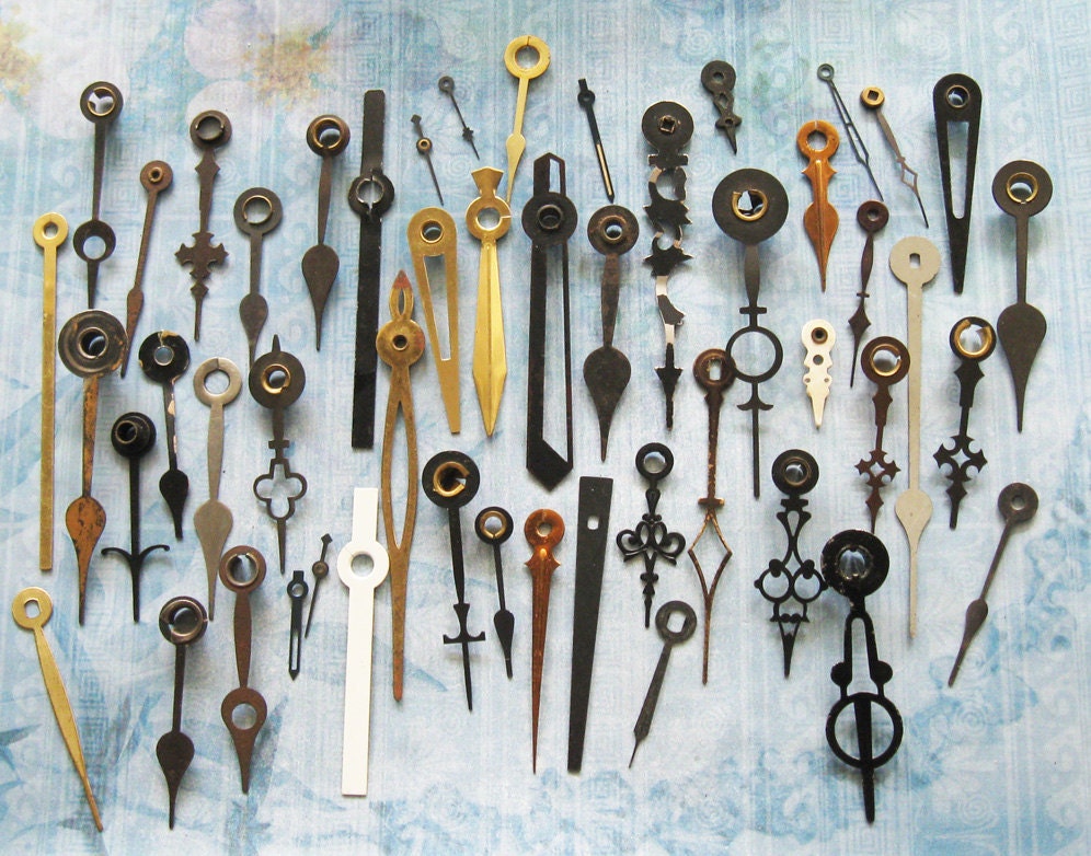 Antique CLOCK HAND Parts 95 Piece Lot Industrial by FOUNDLINGS