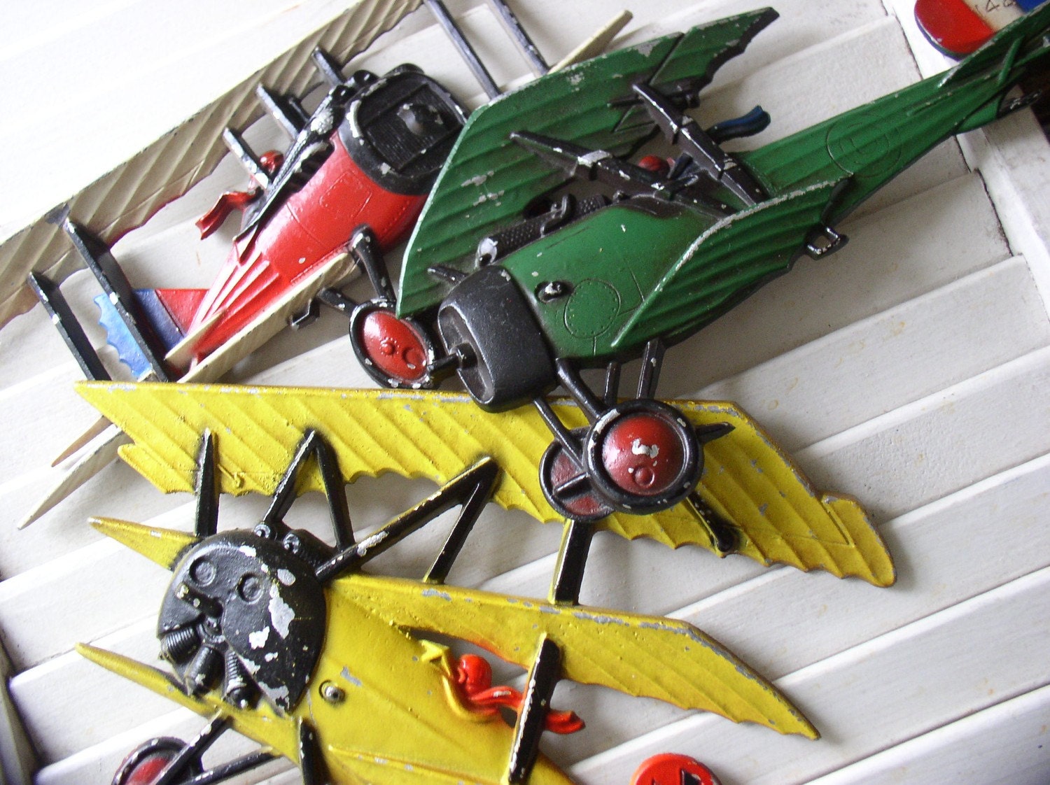 vintage metal airplanes wall art for a little boys room