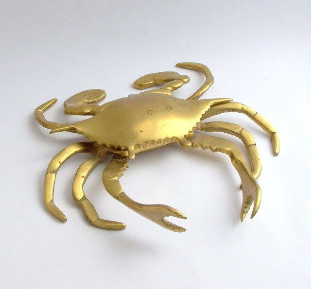 Vintage Brass Crab Ashtray