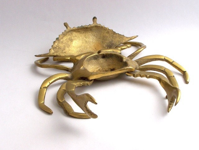 Vintage Brass Crab Ashtray