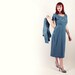 reserved for MONI 50s Dress and Jacket Set - Blue stripes and Rhinestone Button Trims - Large